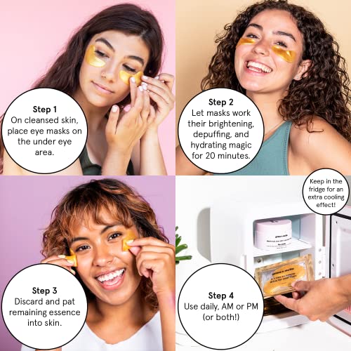 grace & stella Award Winning Under Eye Mask - Travel Essentials - Birthday Gifts for Women - Gel Eye Patches for Dark Circles, Puffy Eyes, Wrinkles, Undereye Bags - Vegan - Self Care (24 Pairs, Gold)