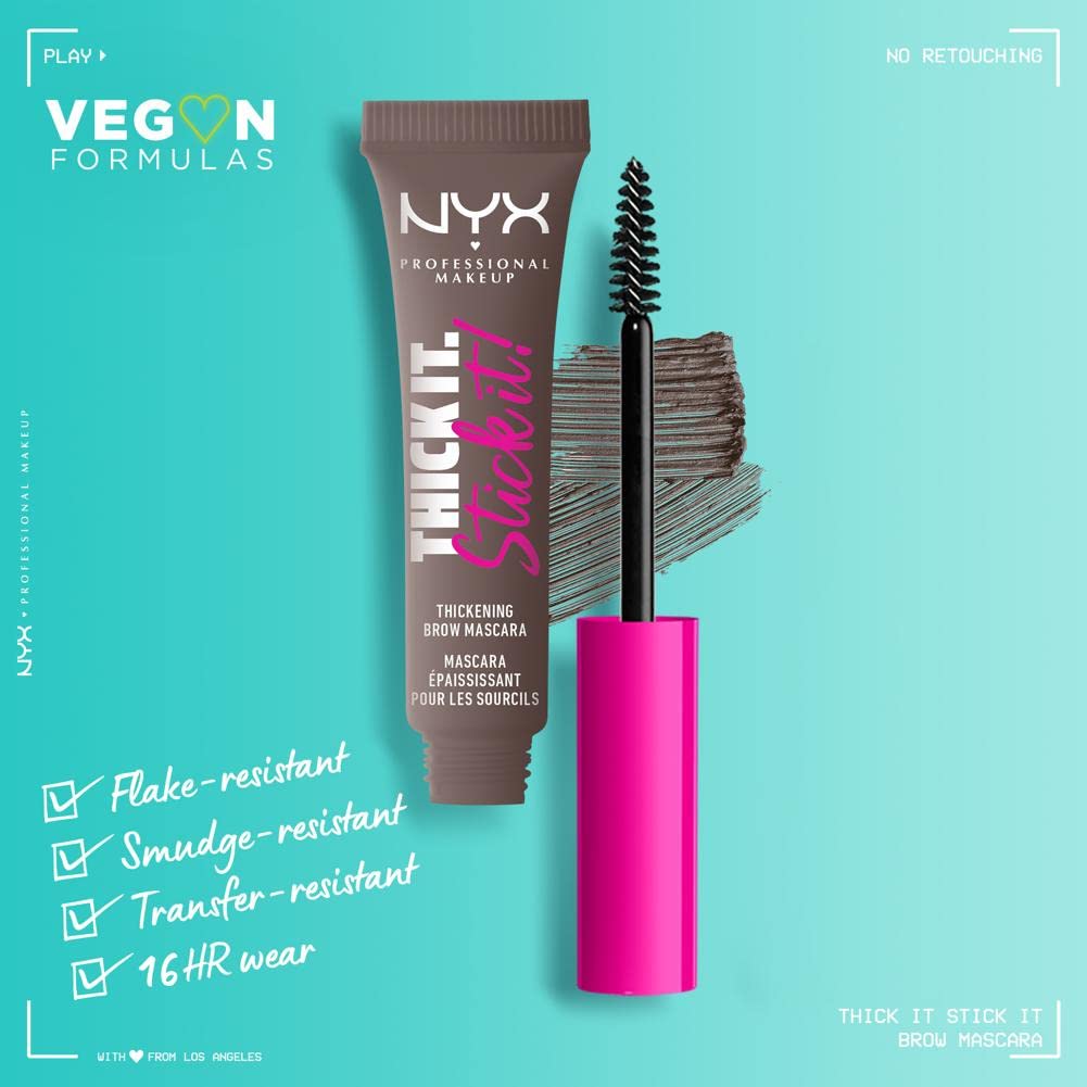 NYX PROFESSIONAL MAKEUP Thick It Stick It Thickening Brow Mascara, Eyebrow Gel - Brunette
