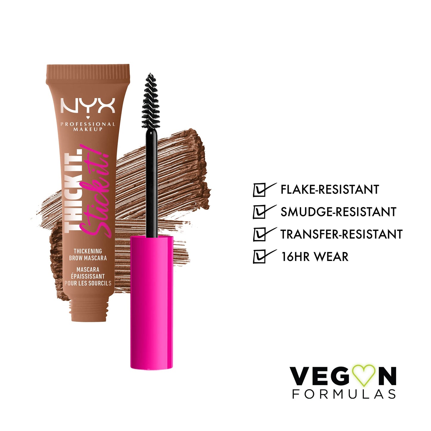 NYX PROFESSIONAL MAKEUP Thick It Stick It Thickening Brow Mascara, Eyebrow Gel - Brunette