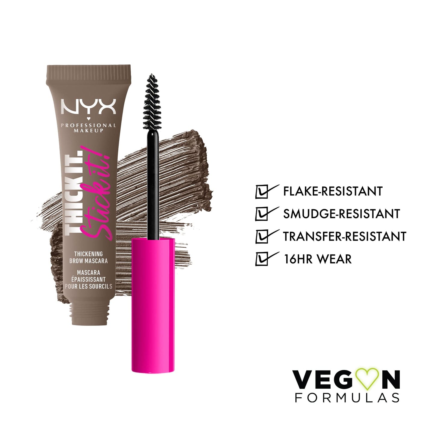 NYX PROFESSIONAL MAKEUP Thick It Stick It Thickening Brow Mascara, Eyebrow Gel - Brunette