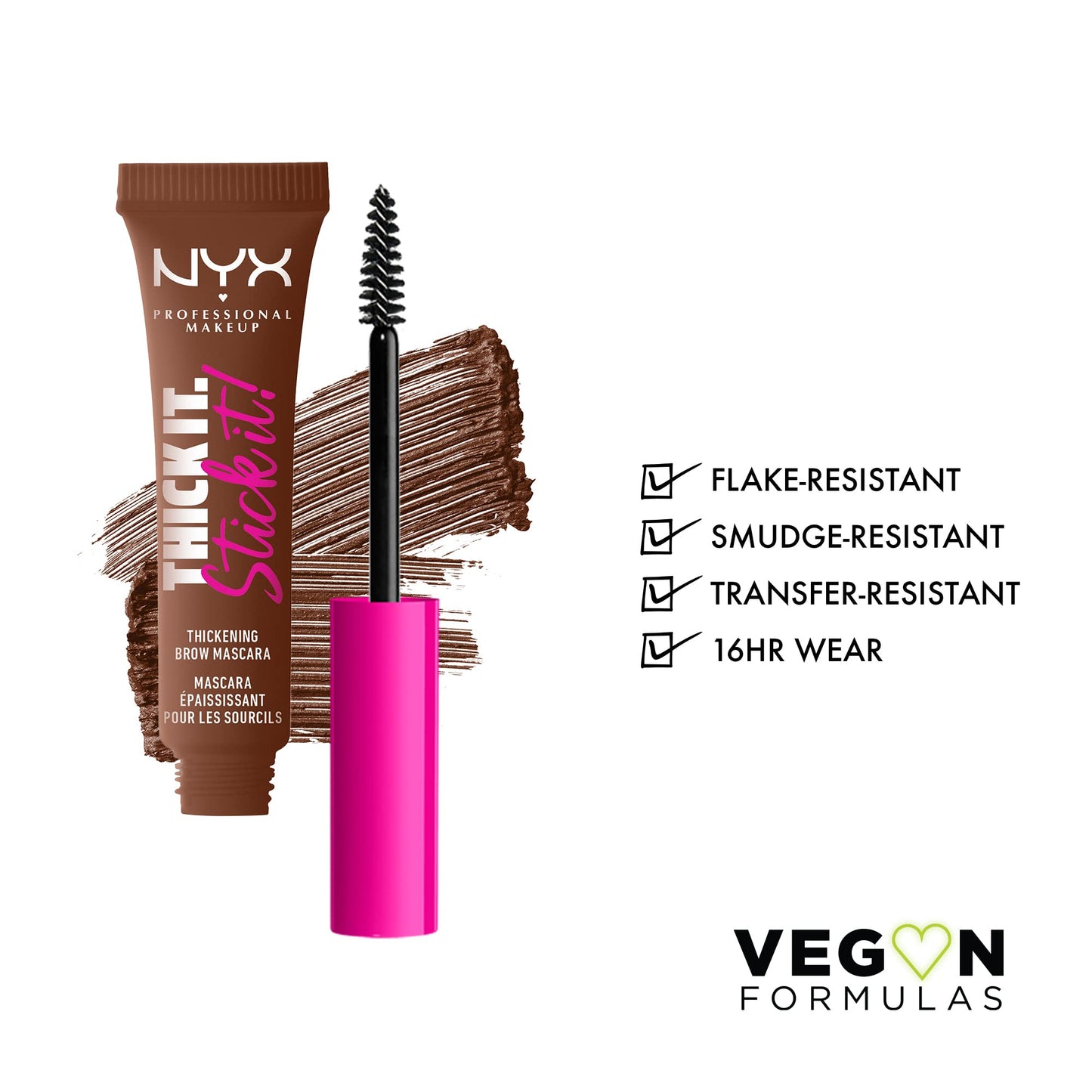 NYX PROFESSIONAL MAKEUP Thick It Stick It Thickening Brow Mascara, Eyebrow Gel - Brunette
