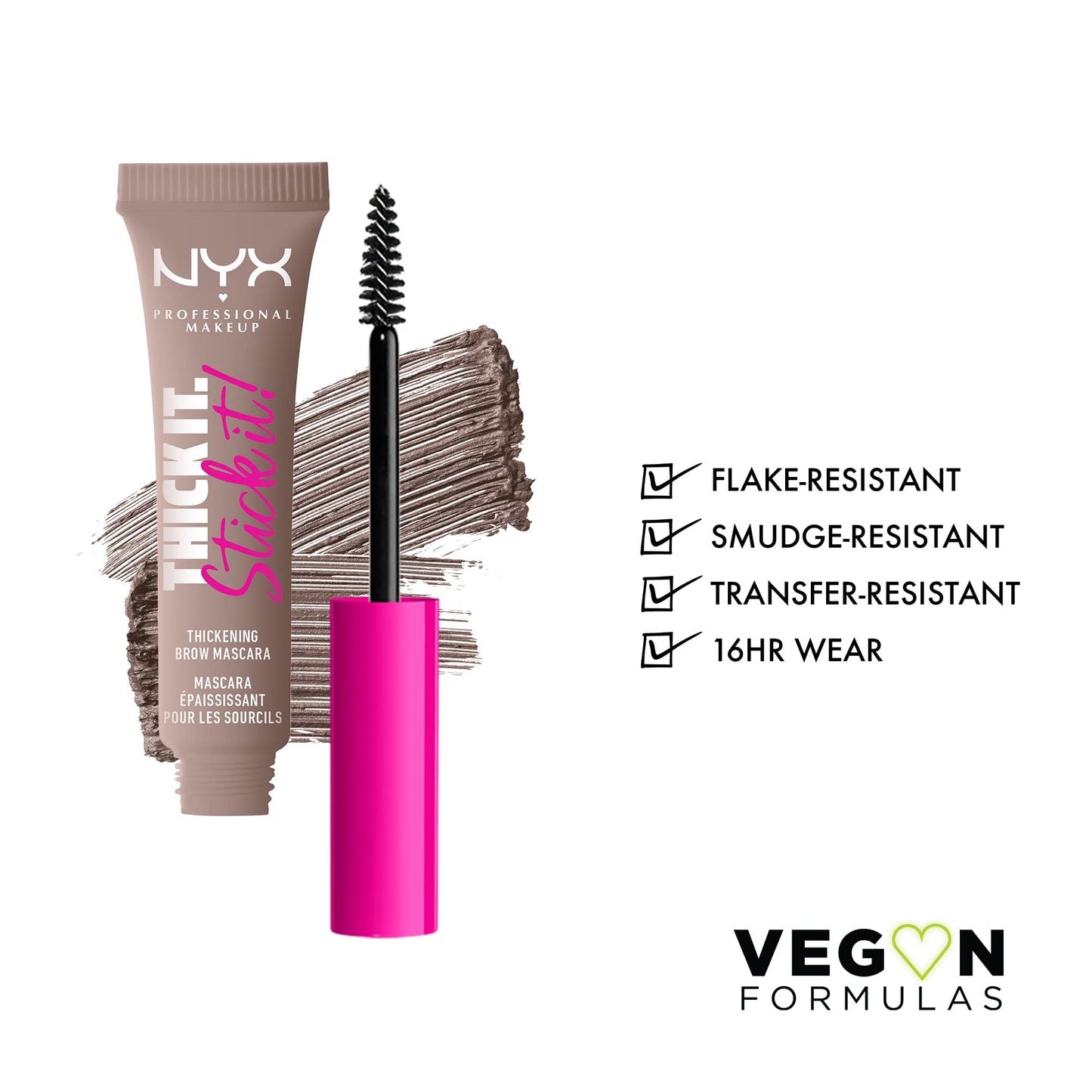 NYX PROFESSIONAL MAKEUP Thick It Stick It Thickening Brow Mascara, Eyebrow Gel - Brunette